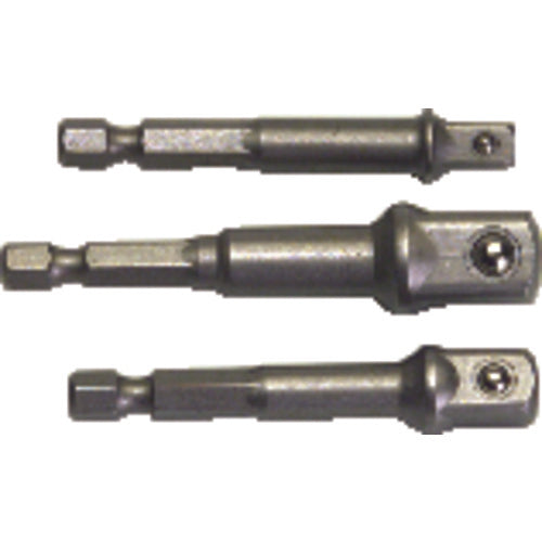 3 Piece - Magnetic Nut Driver Bit Set - For 1/4″, 3/8″, 1/2″ Sockets - Exact Industrial Supply