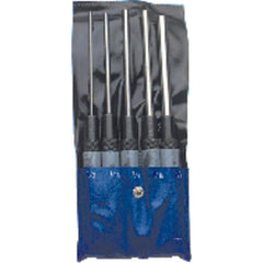 5 Pieces Long Drive Pin Punch Set - Model HMC–016; 1/8″ to 3/8″ Diameter - Exact Industrial Supply