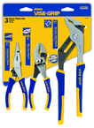 Pliers Set -- #2078704; 3 Pieces; Includes: 6" Long Nose; 6" Slip Joint; 10" Groove Joint - Exact Industrial Supply