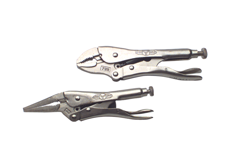 Locking Plier Set -- 2pc. Chrome Plated- Includes: 6" Long Nose; 7" Curved Jaw - Exact Industrial Supply