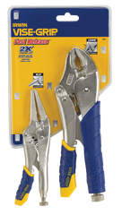 Fast Release Curved Jaw Locking Pliers Set -- 2 Pieces -- Includes: 10" Curved Jaw & 6" Long Nose - Exact Industrial Supply