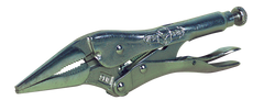 Long Nose Locking Pliers with Wire Cutter -- #9LN Plain Grip 3'' Capacity 9'' Long - Exact Industrial Supply