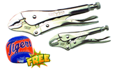 2pc. Chrome Plated Locking Pliers Set with Free Soft Toss Tiger Baseball - Exact Industrial Supply