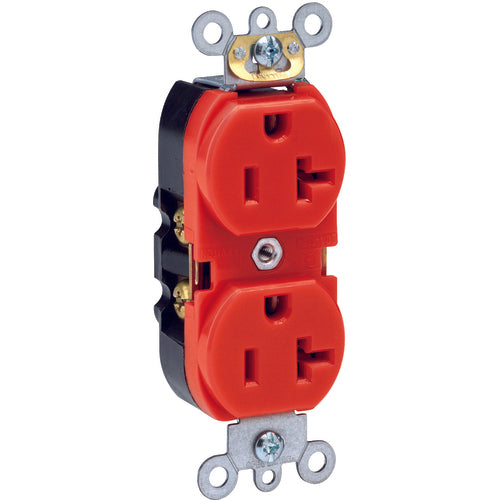 20 A; 125 Volt; NEMA 5-20R; 3W; Straight Blade Wiring Device - Red - Exact Industrial Supply