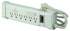 15 Amp; 120 Volt; 6 Plug Office Grade Surge Strip - Beige - Exact Industrial Supply