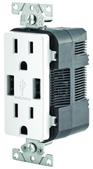 15 Amp; 125 Volt; White USB Duplex Receptical - Exact Industrial Supply