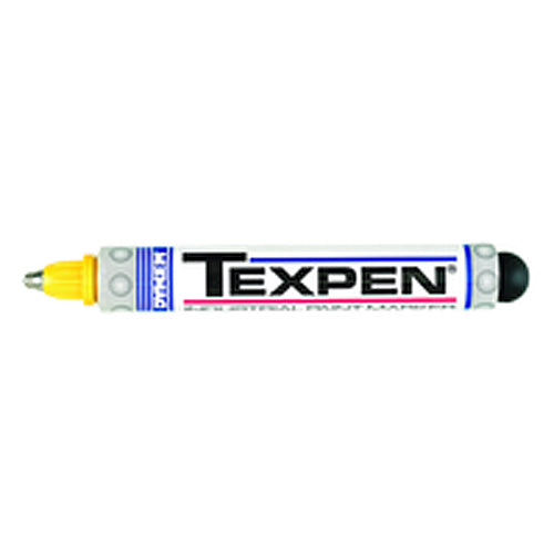 Texpen Medium Marker - Stainless Steel Ball Tip - Yellow - Exact Industrial Supply