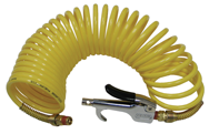 600N25A - 1/4 MPT x 25 Feet - Yellow Nylon - 1-Swivel Fitting(s) - Recoil Air Hose & Air Blow Gun Kit - Exact Industrial Supply