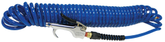 #600PU25BT - 1/4 MPT x 25 Feet - Blue Polyurethane - 2 Swivel Fitting(s) - Recoil Air Hose & Air Blow Gun Kit - Exact Industrial Supply