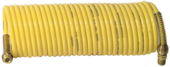 #N38-25A - 3/8 MPT x 25 Feet - Yellow Nylon - 1-Swivel x 1- Rigid Fitting(s) - Recoil Air Hose - Exact Industrial Supply