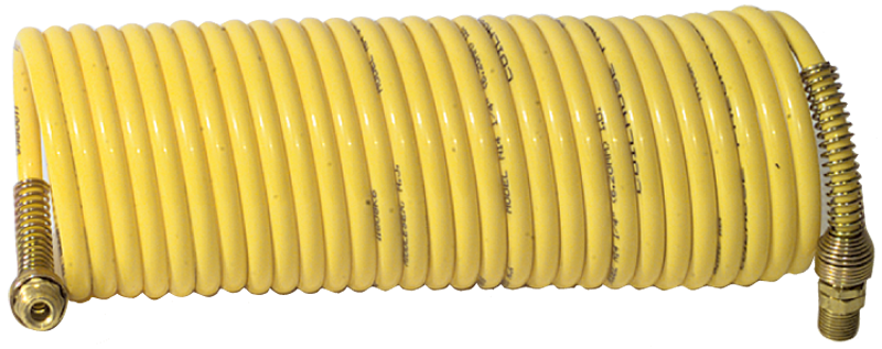 #N38-100 - 3/8 MPT x 100 Feet - Yellow Nylon - No Fitting(s) - Recoil Air Hose - Exact Industrial Supply