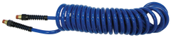 #PU1410BT - 1/4 MPT x 10 Feet - Transparent Blue Polyurethane - 1-Swivel Fitting(s) - Self-Storing Hose - Exact Industrial Supply