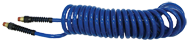 #PU3850BT - 3/8 MPT x 50 Feet - Transparent Blue Polyurethane - 1-Swivel Fitting(s) - Self-Storing Hose - Exact Industrial Supply
