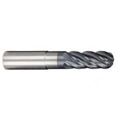 1/2" Dia. - 5/8" LOC - 6 OAL 5 FL Ball Nose Carbide End Mill-AlCrN-X - Exact Industrial Supply
