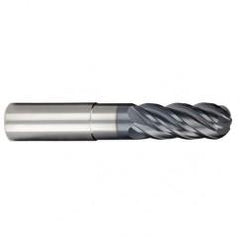 1/4" Dia. - 3/8" LOC - 2-1/2" OAL - Ball Nose 5 FL Carbide S/E HP End Mill-AlCrNX - Exact Industrial Supply