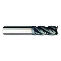 3/8 Dia. x 3 Overall Length 4-Flute .015 C/R Solid Carbide SE End Mill-Round Shank-Center Cut-AlCrN-X - Exact Industrial Supply