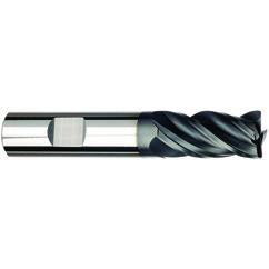 1/2 Dia. x 4 Overall Length 4-Flute Square End Solid Carbide SE End Mill-Weldon Shank-Center Cut-AlCrN-X - Exact Industrial Supply
