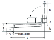 Bored Foldable Crank Handle - 5/8'' Hole Diameter; 2-1/2'' Handle Length; 4.92'' Width - Exact Industrial Supply