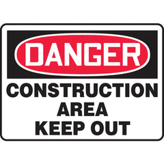 Sign, Danger Construction Area Keep Out, 7″ × 10″, Aluminum - Exact Industrial Supply