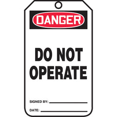 Safety Tag, Danger Do Not Operate , 25/Pk, Cardstock - Exact Industrial Supply