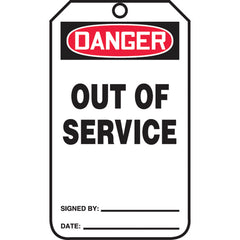 Safety Tag, Danger Out Of Service, 25/Pk, Cardstock - Exact Industrial Supply