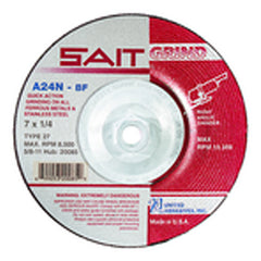 9″ × 1/8″ × 7/8″ - Aluminum Oxide A24R - Depressed Center Wheel - Exact Industrial Supply