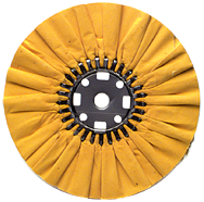 16 x 1-1/4'' (7 x 8'' Flange) - Cotton Treated - Stiff Yellow Sheeting for Non-Ferrous Metals Ventilated Bias Buffing Wheel - Exact Industrial Supply