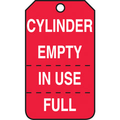 Cylinder Tag, Cylinder Empty, In Use, Full (Perforated), 25/Pk, Cardstock - Exact Industrial Supply