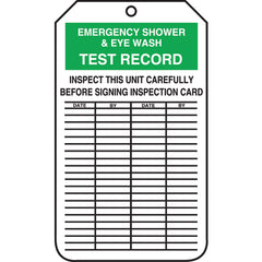 Inspection Record Tag, Emergency Shower & Eye Wash Test Record, 25/PK, Cardstock - Exact Industrial Supply