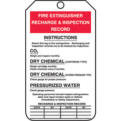 Fire Extinguisher Tag, Recharge & Inspection Record, 25/Pk, Cardstock - Exact Industrial Supply