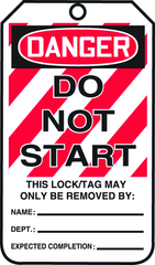 Lockout Tag, Danger Do Not Start, 25/Pk, Plastic - Exact Industrial Supply