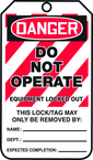 Lockout Tag, Danger Do Not Operate Equipment Locked Out, 25/Pk, Laminate - Exact Industrial Supply