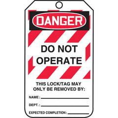 Lockout Tag, Danger Do Not Operate, 25/Pk, Cardstock - Exact Industrial Supply