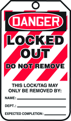 Lockout Tag, Danger Locked Out, 25/Pk, Plastic - Exact Industrial Supply