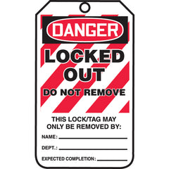 Lockout Tag, Danger Locked Out, 25/Pk, Cardstock - Exact Industrial Supply