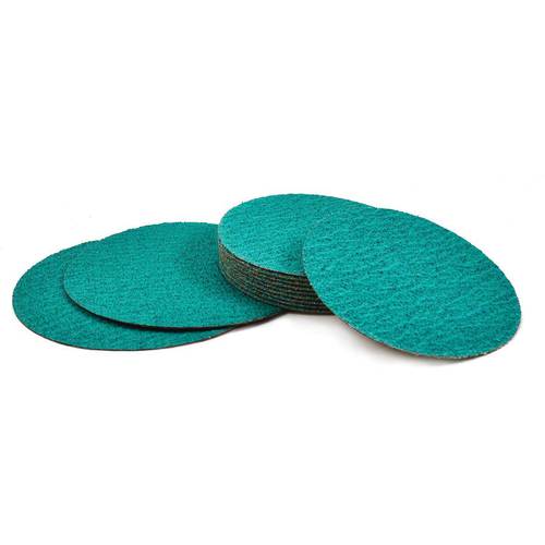 15″ x No Hole-50 Grit - Green Zirconium - Cloth Sanding PSA Disc - Exact Industrial Supply