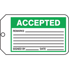 Production Control Tag, Accepted, 25/Pk, Cardstock - Exact Industrial Supply