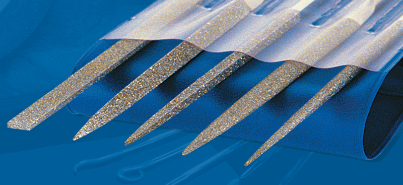 2-3/4'' Diamond Length - 5-1/2'' OAL (Various) - Coarse Grit - 5 pc. Set Diamond Needle File - Exact Industrial Supply