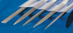 2-3/4'' Diamond Length - 5-1/2'' OAL (Various) - Medium Grit - 5 pc. Set Diamond Needle File - Exact Industrial Supply