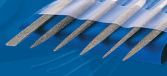 2-3/4'' Diamond Length - 5-1/2'' OAL (Various) - Medium Grit - 6 pc. Set Diamond Needle File - Exact Industrial Supply