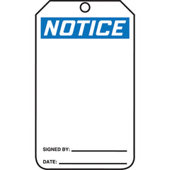 Safety Tag, Notice (Blank), 25/Pk, Cardstock - Exact Industrial Supply