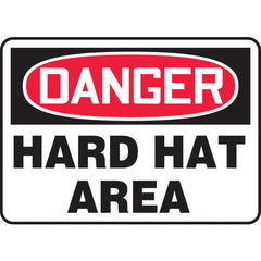 Sign, Danger Hard Hat Area, 7″ × 10″, Vinyl - Exact Industrial Supply