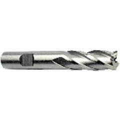9/16 Dia. x 3-3/8 Overall Length 4-Flute Square End High Speed Steel SE End Mill-Round Shank-Non-Center Cutting-Uncoated - Exact Industrial Supply