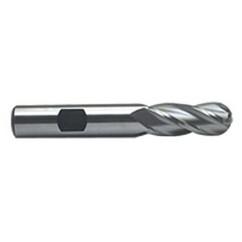 1/4'' Dia. - 2-7/16'' OAL - Uncoated M-42 Cobalt - Ball End SE EM - 4 FL - Exact Industrial Supply