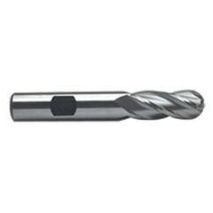 1/4'' Dia. - 2-7/16'' OAL - Uncoated M-42 Cobalt - Ball End SE EM - 4 FL - Exact Industrial Supply