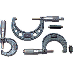 0-3″ Measuring Range-0.001″ Graduation - Ratchet Thimble - Carbide Face - Outside Micrometer Set - Exact Industrial Supply