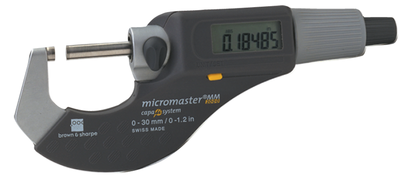 1 - 2" / 25 - 50mm Measuring Range - .0002 Accur. - Friction Thimble - Carbide Face - Micromaster Electronic Outside Micrometer - Exact Industrial Supply