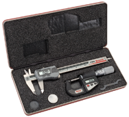 #S766AZ - Electroic Tool Set - Includes 0-6" Electronic Slide Caliper and 0-1" Electronic Outside Micrometer - Exact Industrial Supply