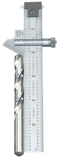 #22C - 6" Length; 59° Bevel Head (Graduation in 32nds) - Drill Point Gage - Exact Industrial Supply