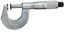 #256MRL-50 -  25 - 50mm Measuring Range - .01mm Graduation - Ratchet Thimble - High Speed Steel  Face - Disc Micrometer - Exact Industrial Supply